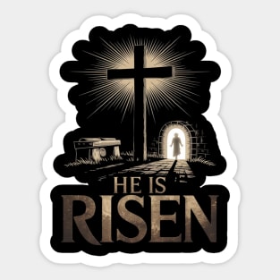Easter Cross He Is Risen Jesus Christian Men Women Kid Youth Sticker